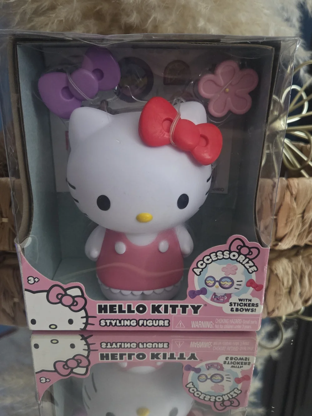 Hello Kitty Pink Figure with Red Bow and Purple Accessories